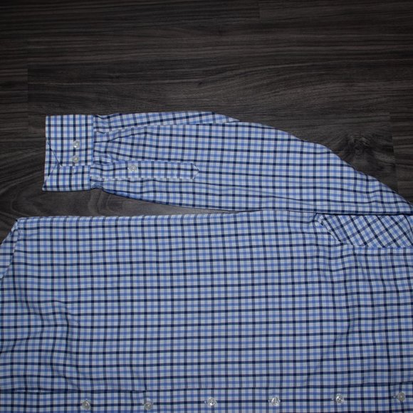 Lorenzo Uomo Men's Dress Shirt White Blue Plaid L - Picture 2 of 11